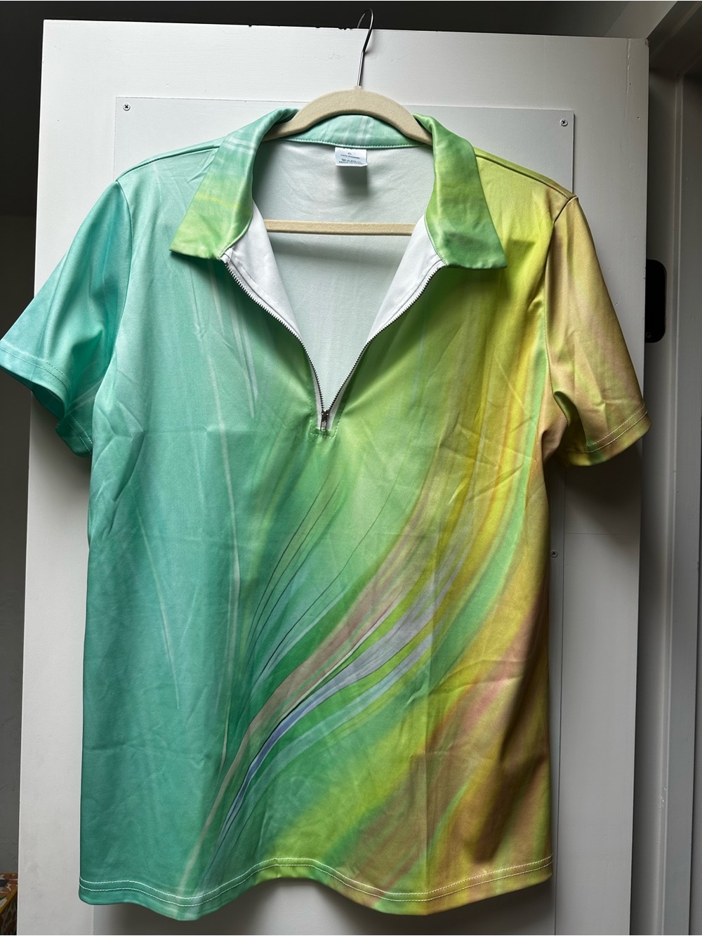 Women’s Gradient Zip Polo / Golf Shirt - Green Yellow
